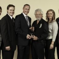 David Suzuki presenting sustainability award to Skyline REIT at the 2025 FRPO Awards