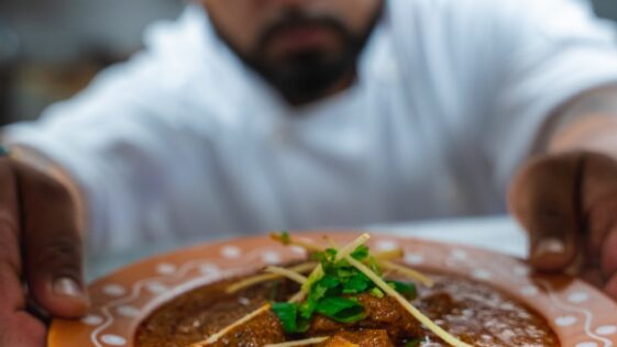 Butter Chicken served at Dhaba on the Falls in Niagara Falls, Ontario – a rich North Indian curry in a creamy tomato sauce.