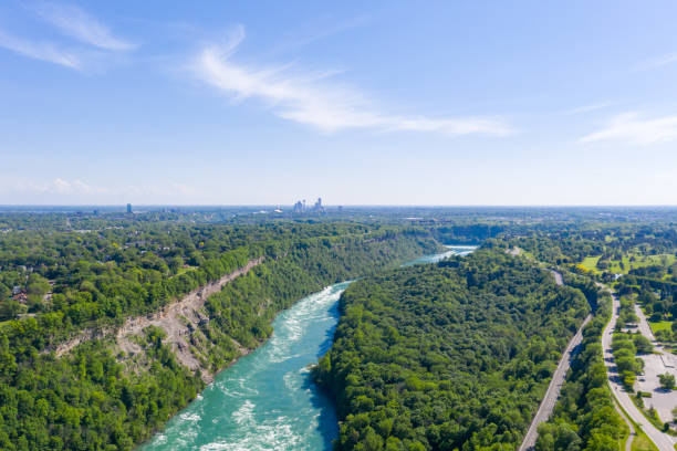 Scenic landscape view of Ontario, Canada featuring natural forests, rivers, and hiking trails in Niagara Parks