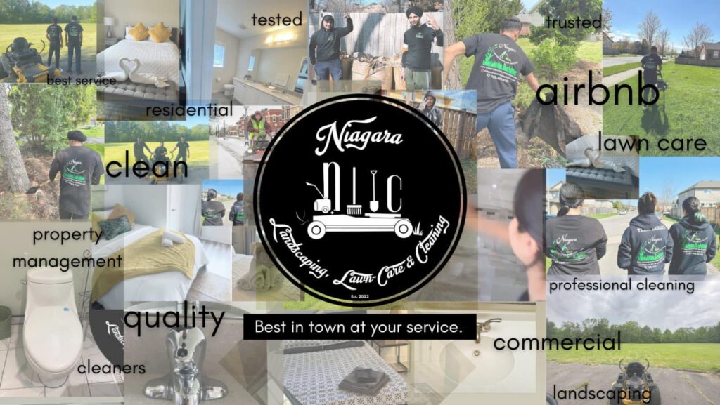 Prajwal Shah, founder of Niagara Landscaping, Lawn-Care & Cleaning (NLLC), standing in front of a property in Niagara Falls.