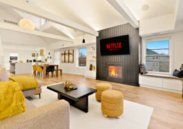 A well-furnished Airbnb living room in Niagara Falls managed by HAH Developments.