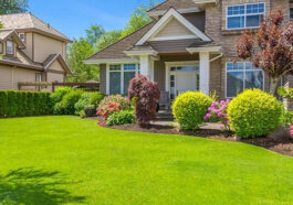 lawn care team mowing a lush green residential lawn in Niagara Falls